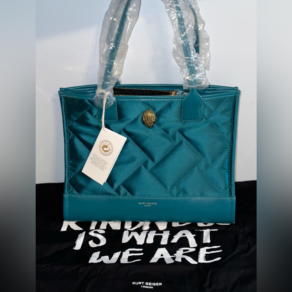 Kurt Geiger London Small Quilted Medium Blue Recycled Shopper Bag